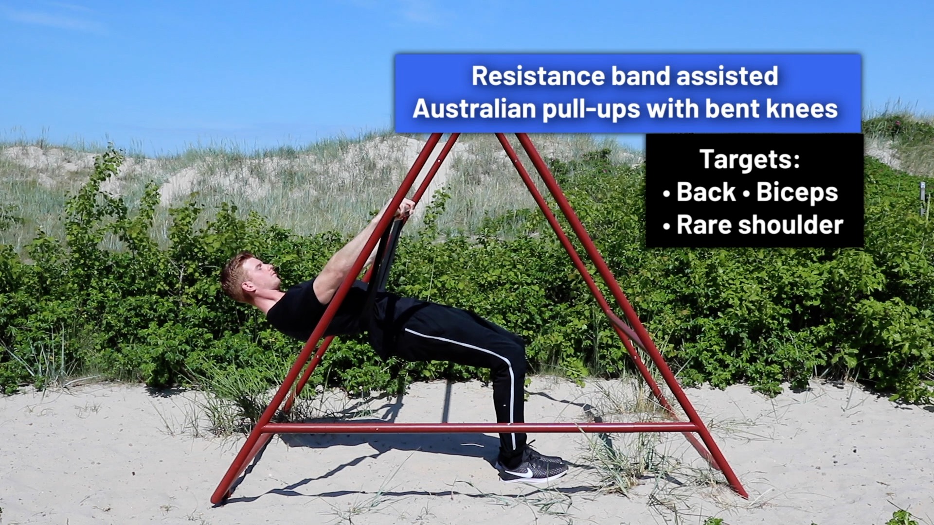Resistance band assisted Australian pullups with bent knees Exercise Upper Body Pull